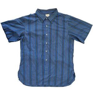 Vintage K. Tani Tokyo Striped Blue Short-Sleeve Button-Down Custom Men's Shirt